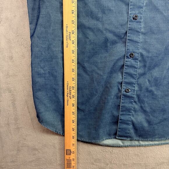Zegna Sport Corduroy Shirt Mens Medium Blue Long Sleeve Fine Wales Made in Italy - Picture 6 of 8